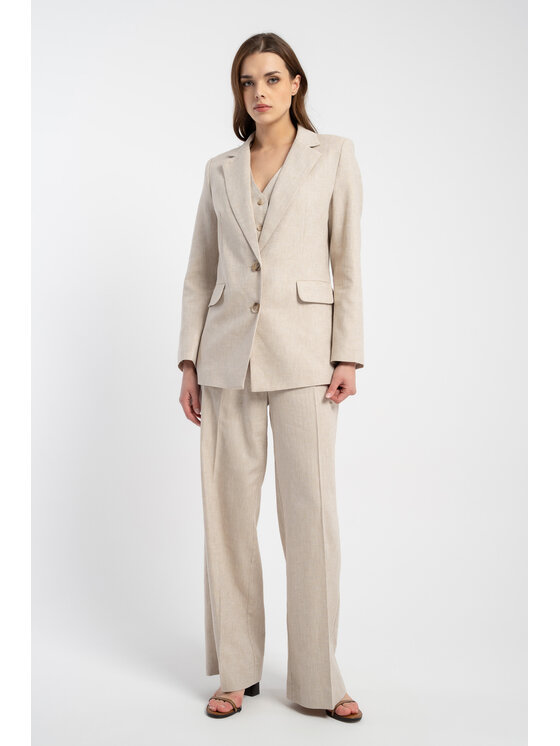 CLICK CLICK Marynarka 71-0022 Beżowy Regular Fit