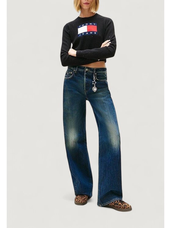 Tommy Jeans Tommy Jeans Maglione TJW SPARKLE FLAG SWE Nero Casual Fit