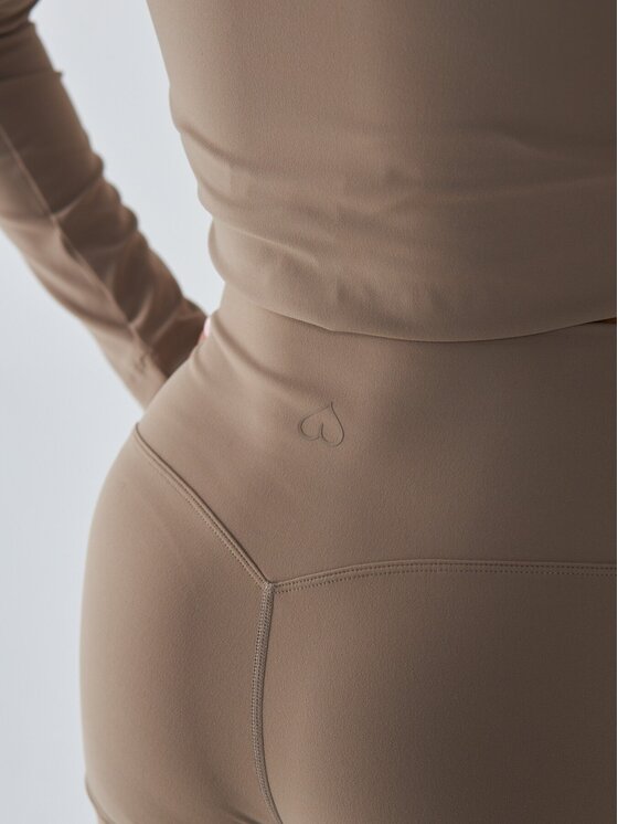 BeShaped BeShaped Legginsy Dzwony - Morning Dew Beżowy Shaping Fit