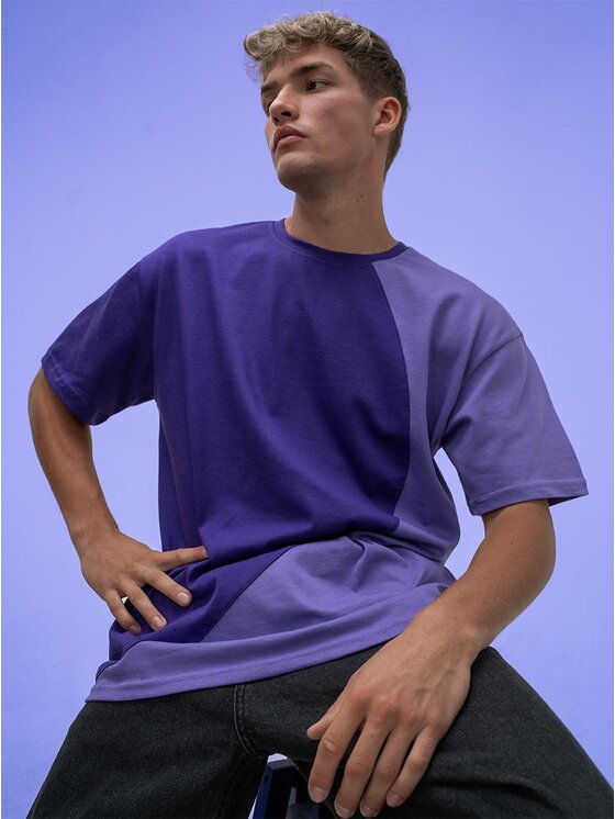Good Luck Good Luck T-Shirt Koszulka Męska Z Krótkim Rękawem Oversize Fioletowa / Jasna Fioletowa GOOD LUCK Loopy M Fioletowy Regular Fit