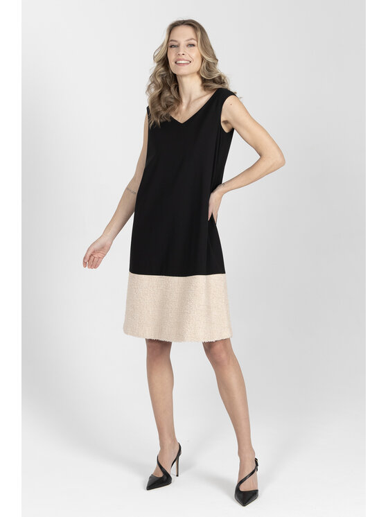 Deni Cler Milano Deni Cler Milano Sukienka dzianinowa W-DC-3240-F2-G1-91-1 Czarny Loose Fit