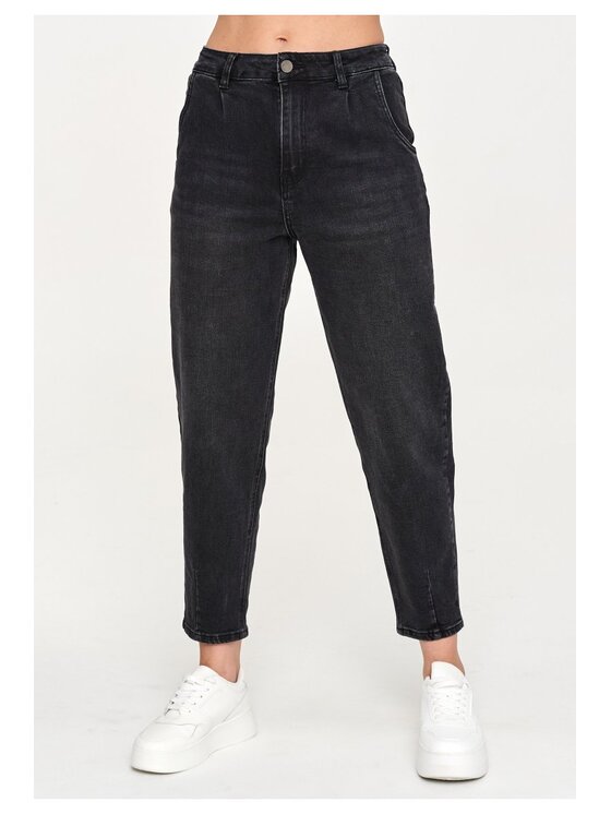 Makadamia Makadamia Jeansy C70 Czarny Baggy Fit