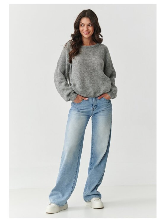 Makadamia Makadamia Sweter S168 Szary Boxy Fit
