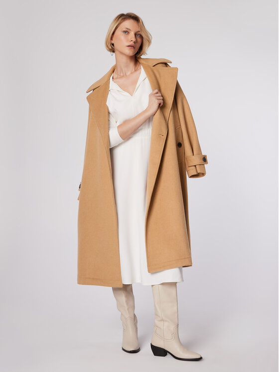 Simple Simple Übergangsmantel PLD502-03 Beige Relaxed Fit