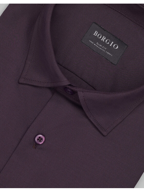 Borgio Borgio Koszula modigliana_00538 Fioletowy Slim Fit