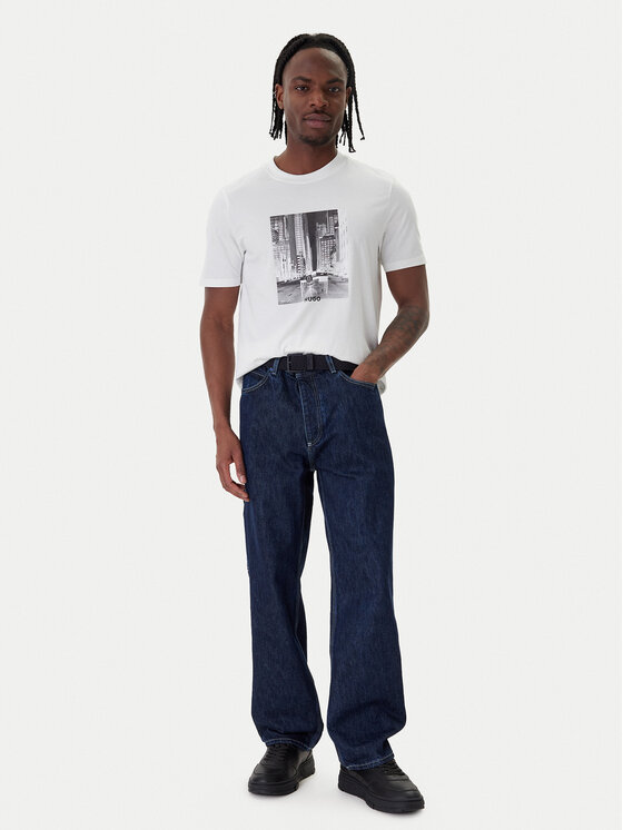 HUGO HUGO T-Shirt Deyss 50553755 Bílá Regular Fit