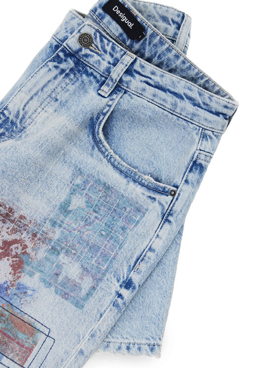 Desigual Desigual Kratke traperice Inidan 25SWDD24 Plava Straight Fit