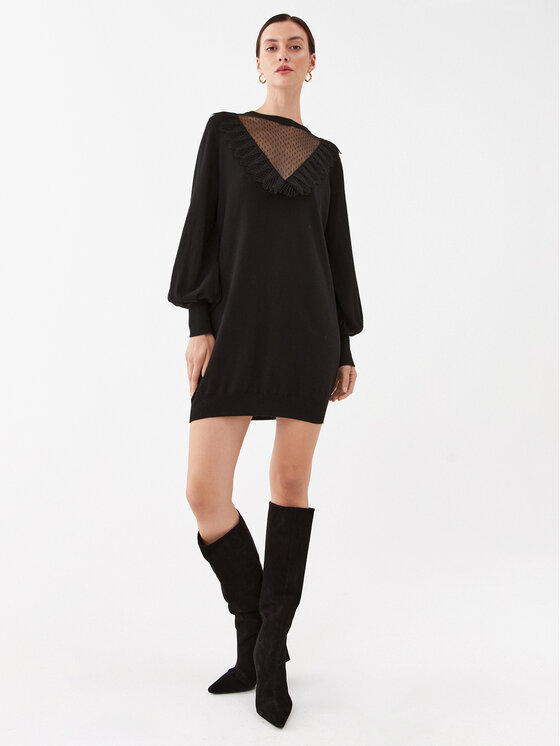 TWINSET TWINSET Sukienka dzianinowa 232TP3423 Czarny Regular Fit