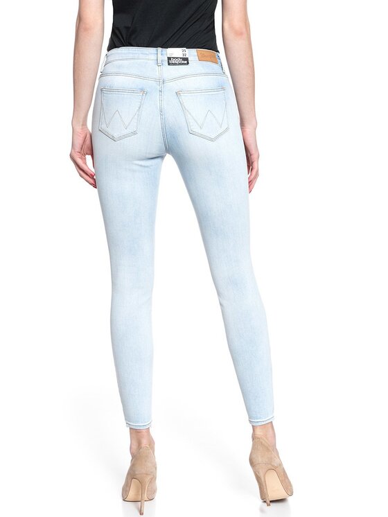 Wrangler Wrangler Jeansy SKINNY CROP Niebieski Skinny Fit