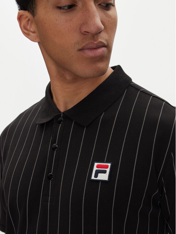 Fila Fila Тениска с яка и копчета Linter FAM0923 Черен Regular Fit