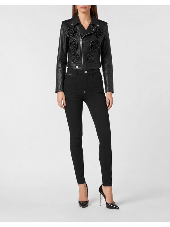 PHILIPP PLEIN PHILIPP PLEIN Giacca di pelle 31133 Nero Slim Fit