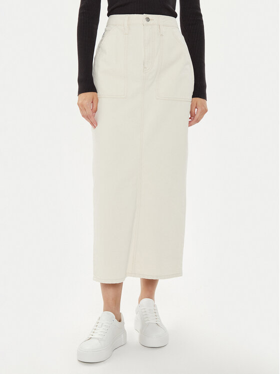 Calvin Klein Jeans Calvin Klein Jeans Fustă de blugi J20J223886 Écru Regular Fit