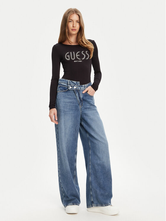 Guess Guess Боди W5YP05 K68D2 Черен Slim Fit