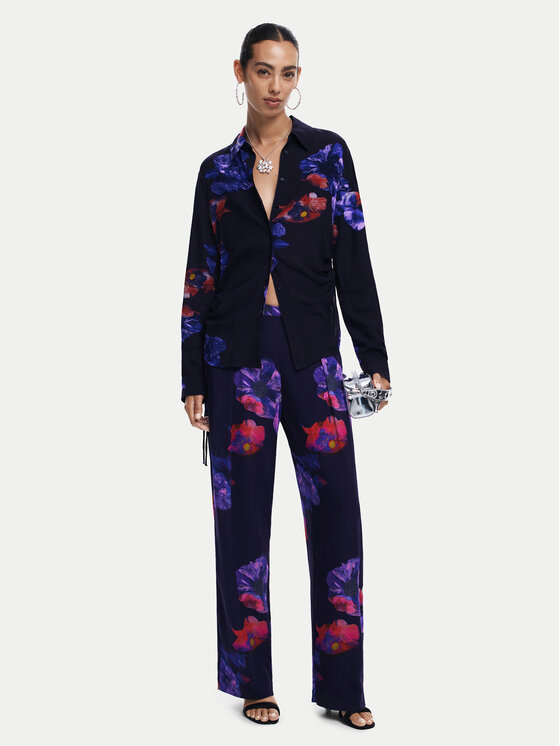 Desigual Desigual Szövet nadrág 25SWPWX5 Fekete Relaxed Fit