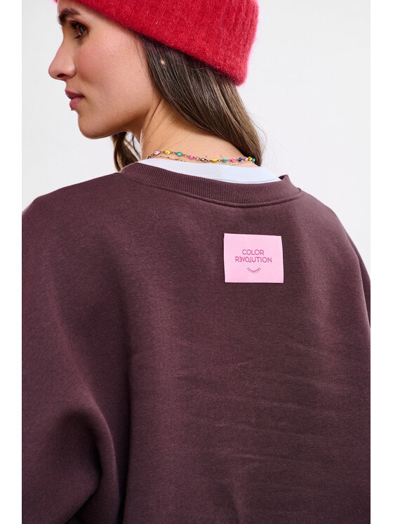 NAOKO NAOKO Bluza Double Espresso Brązowy Reglan Fit