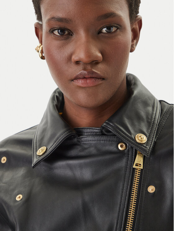 Versace Jeans Couture Versace Jeans Couture Usnjena jakna 80HAVP00 CP009 Črna Loose Fit