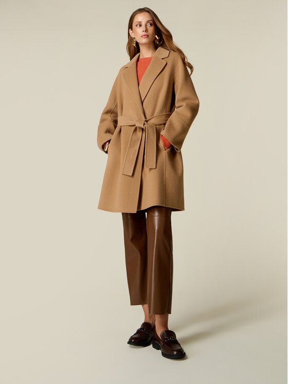 Oltre Oltre Płaszcz zimowy 0018J000175N012 Kremowy A-Line Fit