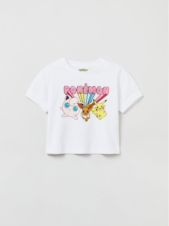 OVS OVS Тишърт POKEMON 1713175 Бял Regular Fit