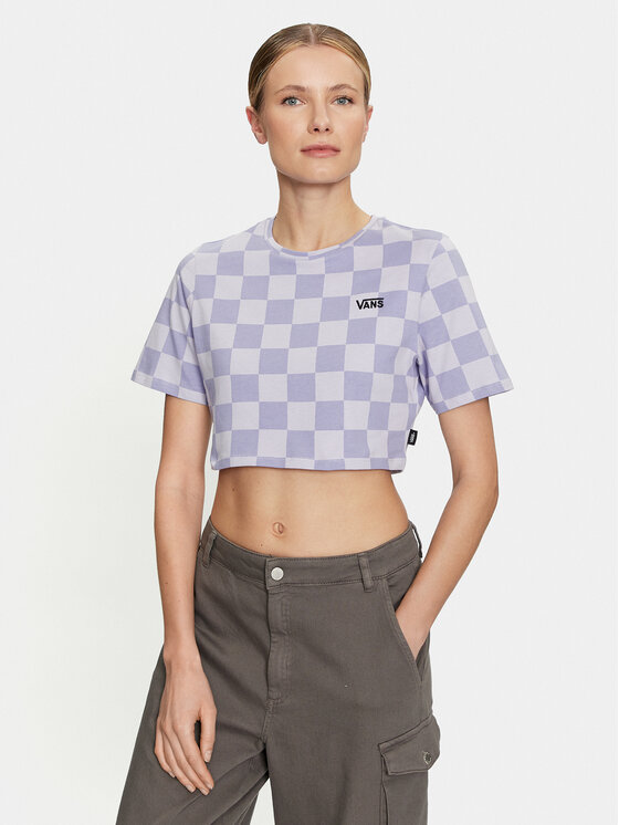 Vans T-shirt Checker Crew Crop Ii VN000GB5 Tamnoplava Regular Fit