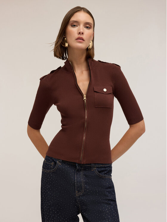 Motivi Motivi Cardigan M359W003442N022 Marrone Slim Fit