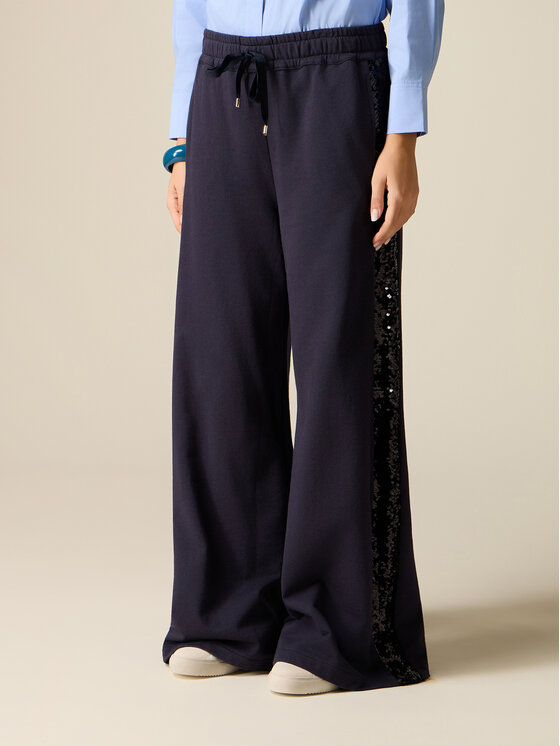 Oltre Oltre Pantaloni di tessuto P841J002432N034 Blu Baggy Fit