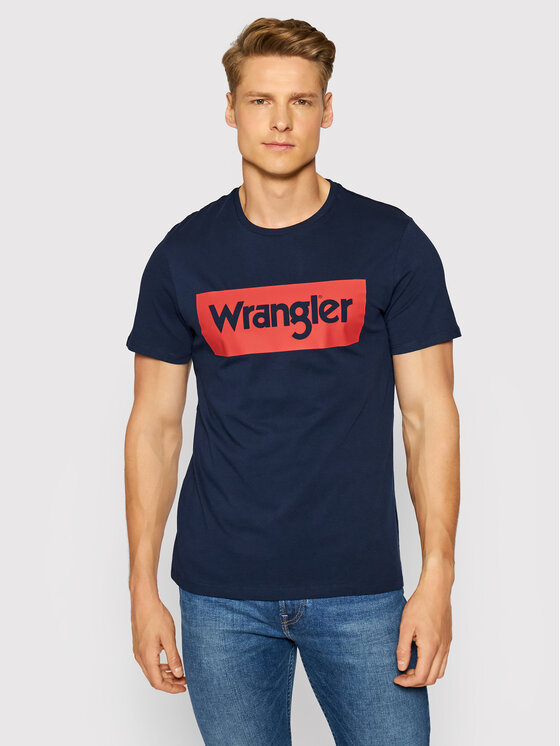 Wrangler Wrangler T-shirt Logo Tee W742FK114 112131081 Blu scuro Regular Fit