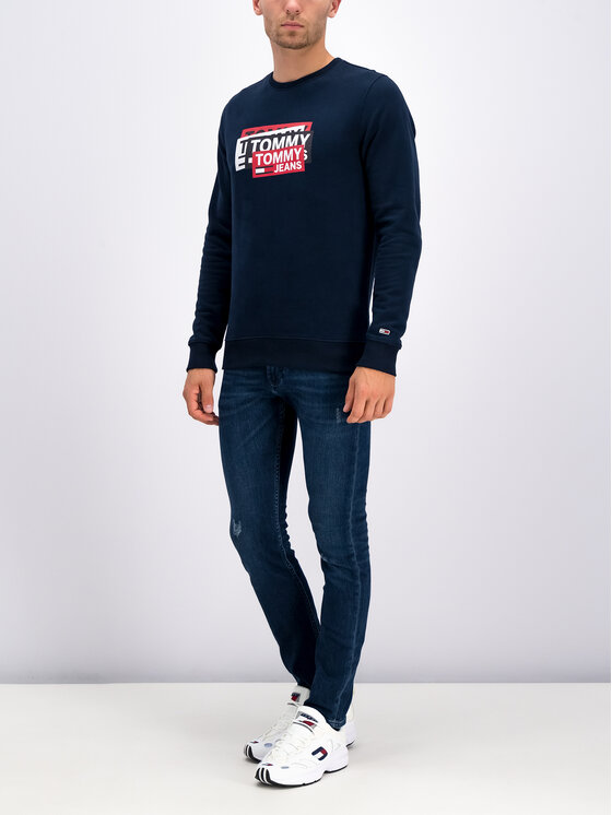 Tommy Hilfiger Jeans hlače MW0MW10882 Mornarsko modra Slim Fit