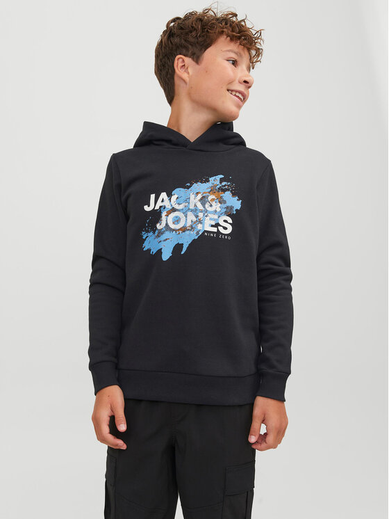 Jack&Jones Junior Džemperis ar kapuci 12237210 Melns Regular Fit