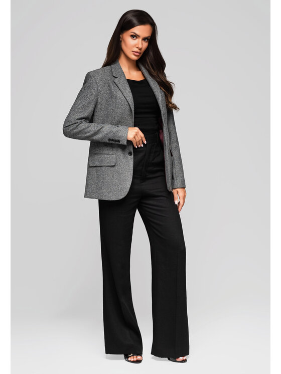 Ombre Ombre Marynarka LW-BLZB-0101 Szary Regular Fit