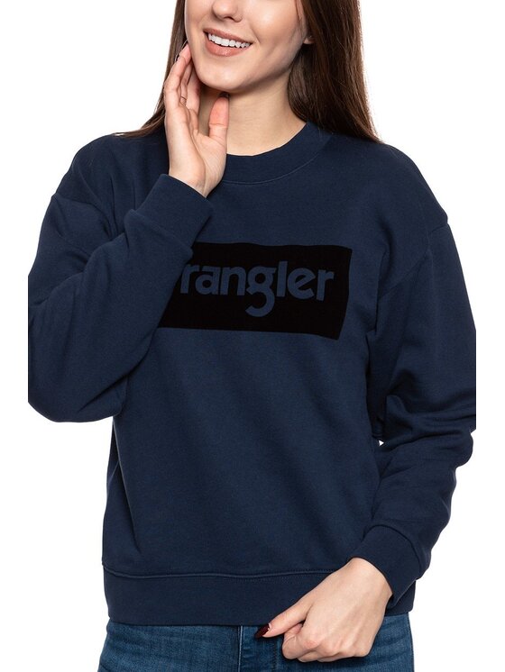 Wrangler Wrangler Bluza High Rib Retro Sweat; High Rib Retro Niebieski Regular Fit