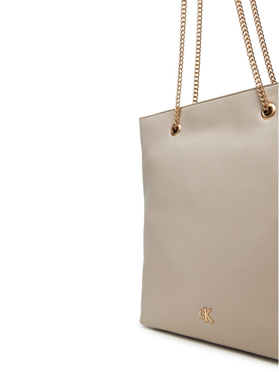 Calvin Klein Calvin Klein Torebka Minimal Monogram Chain Tote LV04F3204G Beżowy