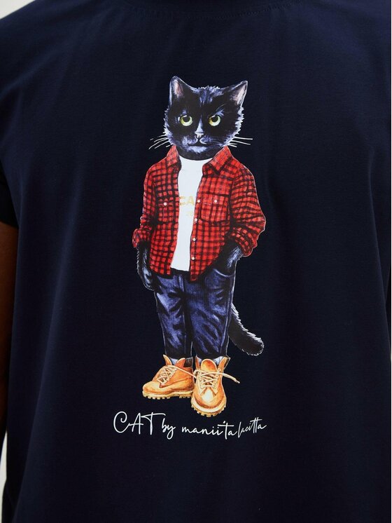 CAT by maniita lacitta CAT by maniita lacitta T-Shirt Printed men's t-shirt with CAT Niebieski Regular Fit