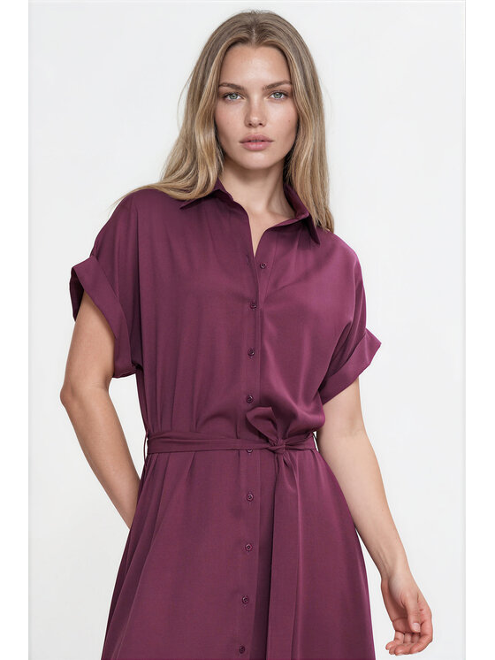 NIFE NIFE Košilové šaty S301 Fialová Loose Fit