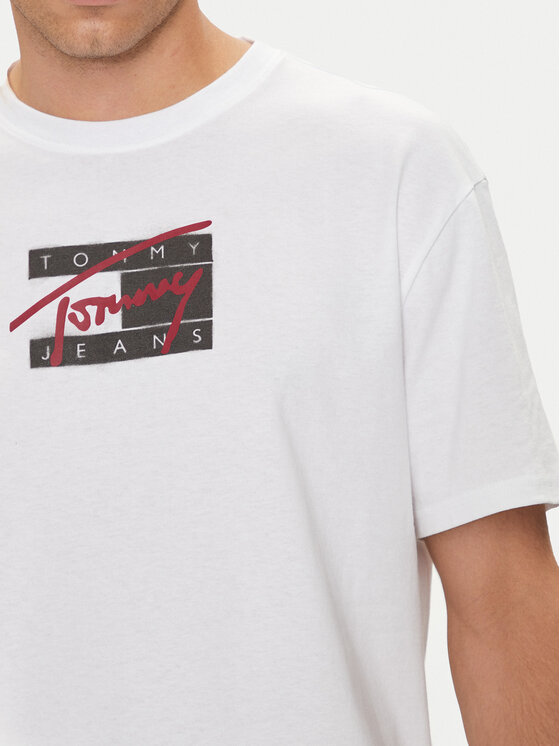 Tommy Jeans Tommy Jeans T-Shirt Street Sigh Flag DM0DM18528 Weiß Regular Fit