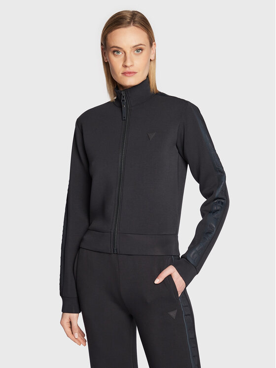 Guess Guess Džemperis ar kapuci New Allie Scuba V2YQ17 K7UW2 Melns Regular Fit