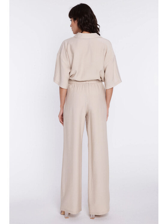 NIFE NIFE Kalhoty z materiálu SD135 Béžová Modern Relaxed Fit
