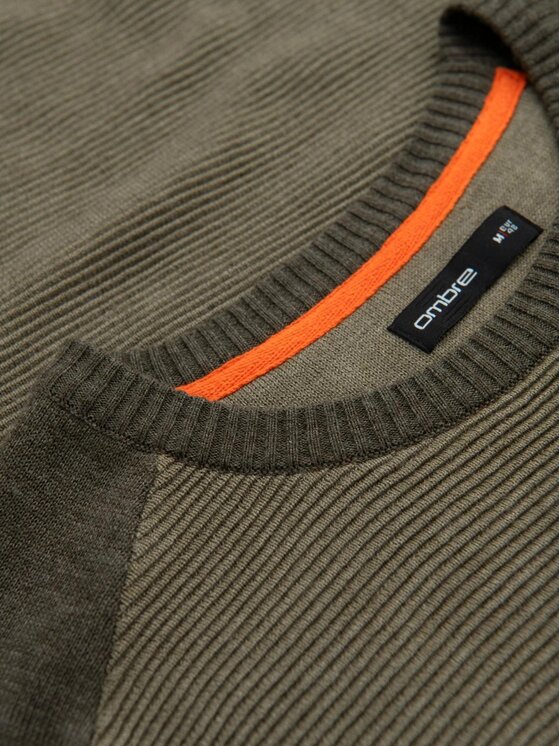 Ombre Ombre Sweter OM-SWSW-0121 Zielony Regular Fit