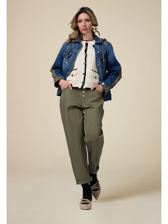 Oltre Oltre Pantaloni di tessuto P797R008413N035 Verde Boy Fit