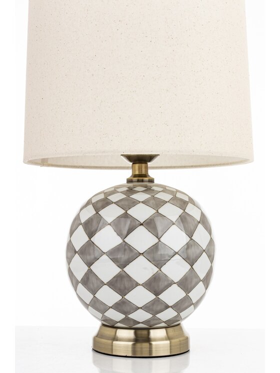 MIAhome MIAhome Lampka nocna ceramiczna LAVIA w kratkę Beżowy