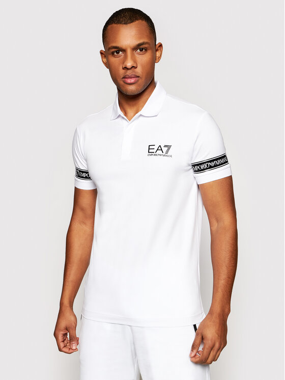 EA7 Emporio Armani Polo marškinėliai 3KPF04 PJ03Z 1100 Balta Regular Fit •  Modivo.lt