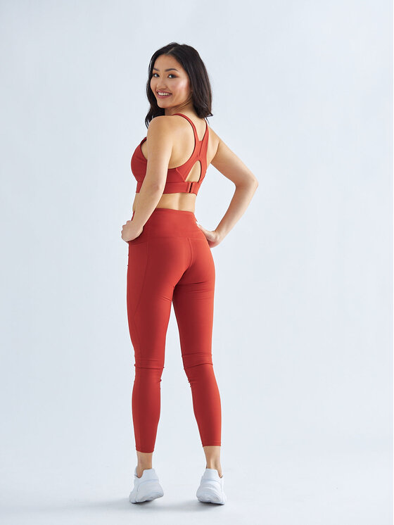 BeShaped BeShaped Legginsy z Kieszeniami Flex Appeal Czerwony