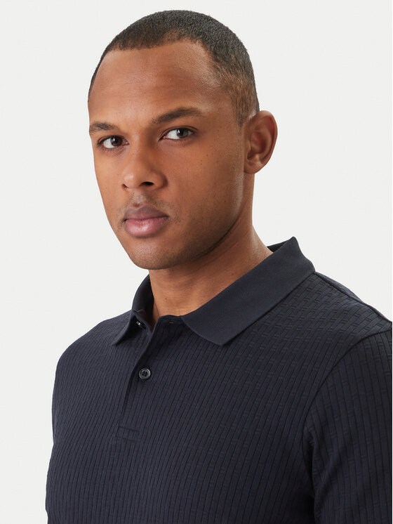 JOOP! JOOP! Тениска с яка и копчета Jorge 30101934 Тъмносин Slim Fit