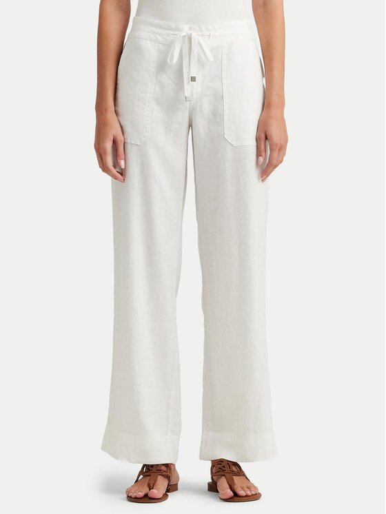 LAUREN RALPH LAUREN Lauren Ralph Lauren Kalhoty z materiálu 200735138001 Bílá Wide Leg