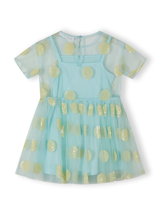 minoti minoti Sukienka elegancka 30DRESS172 Turkusowy Regular Fit