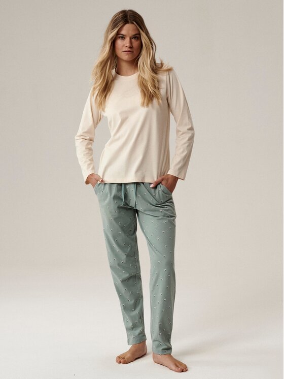 Atlantic Atlantic Piżama Flowers Zielony jasny Regular Fit