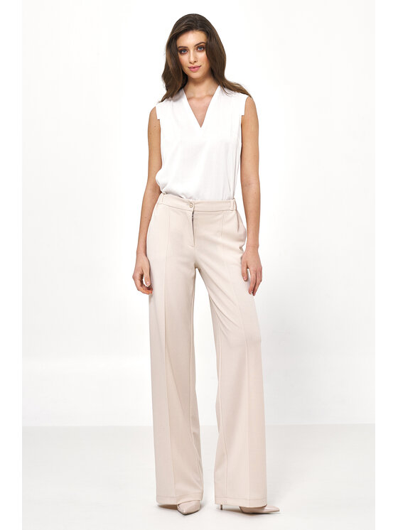 NIFE NIFE Halenka bez rękawów Écru Classic Fit
