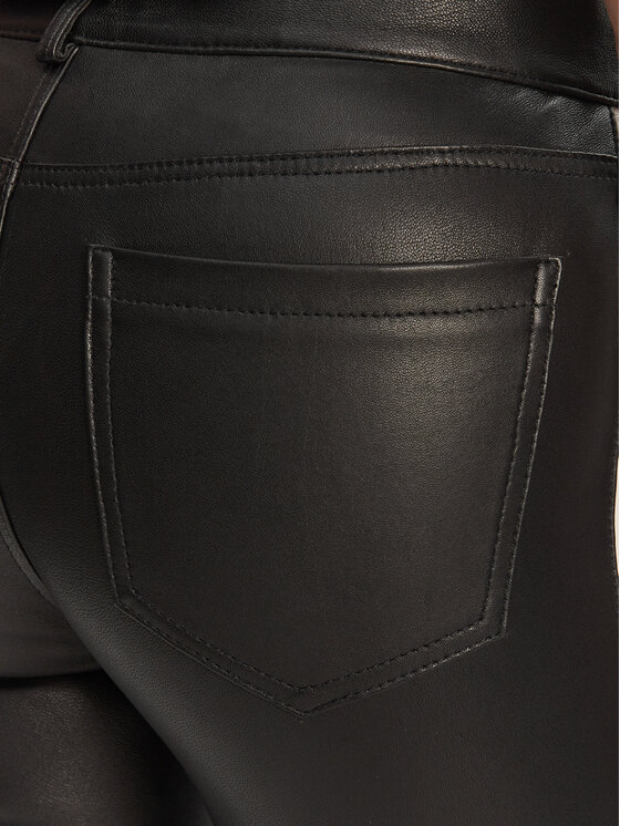Serge Pariente Serge Pariente Pandaloni de piele Sexy Stretch Thin Strip Negru Slim Fit