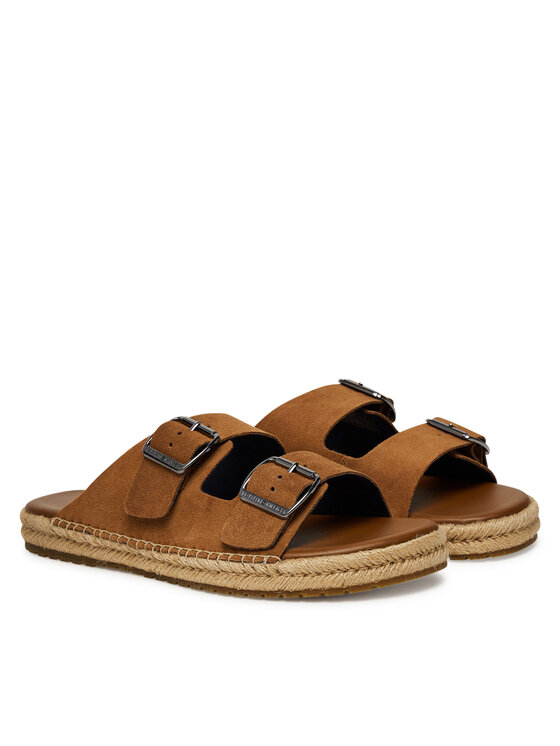 Tommy Hilfiger Tommy Hilfiger Espadrile Flex Jutte Hilfiger Suede Sandal FM0FM05503 Rjava