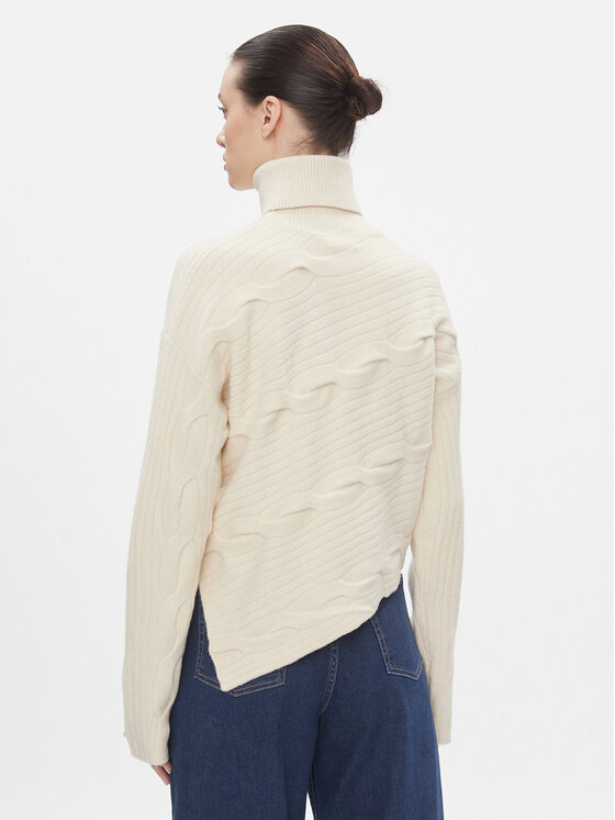 Calvin Klein Calvin Klein Džemper Asymetric Modern Cable Sweater K20K206016 Bež Regular Fit