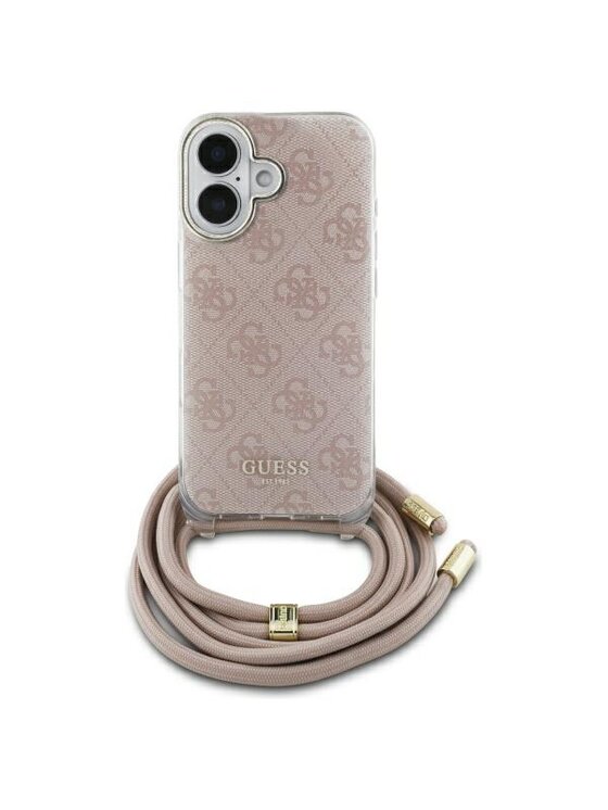 Guess Guess Etui na telefon Crossbody Cord 4G Print Różowy